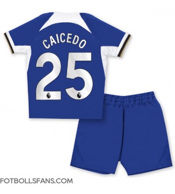 Chelsea Moises Caicedo #25 Replika Hemmatröja Barn 2023-24 Kortärmad (+ Korta byxor)